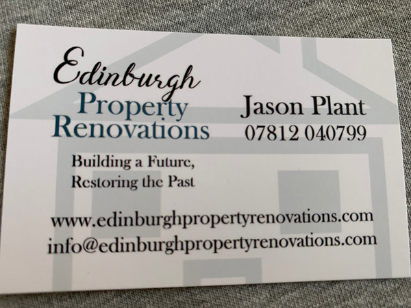 Edinburgh Property Renovations Business Cards